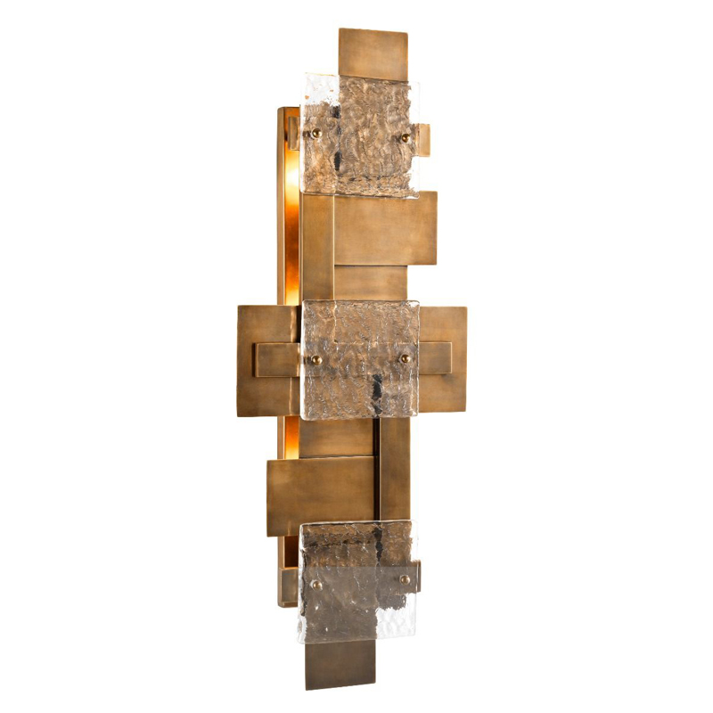 Бра Eichholtz Wall Lamp Langham Прозрачный Винтажная латунь Бра Eichholtz Wall Lamp Langham Прозрачный Винтажная латунь в Грозном | Loft Concept