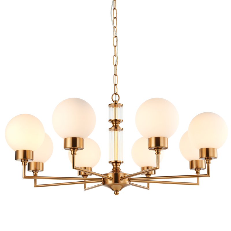 Люстра Zibille Chandelier Brass 78 Латунь Белое матовое стекло Прозрачный Люстра Zibille Chandelier Brass 78 Латунь Белое матовое стекло Прозрачный в Грозном | Loft Concept