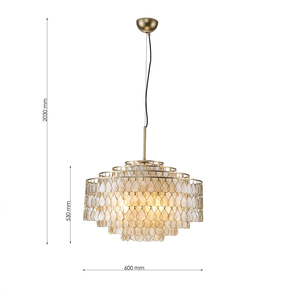 Люстра многоярусная с декором из натуральной морской ракушки Iridescent Light в Грозном