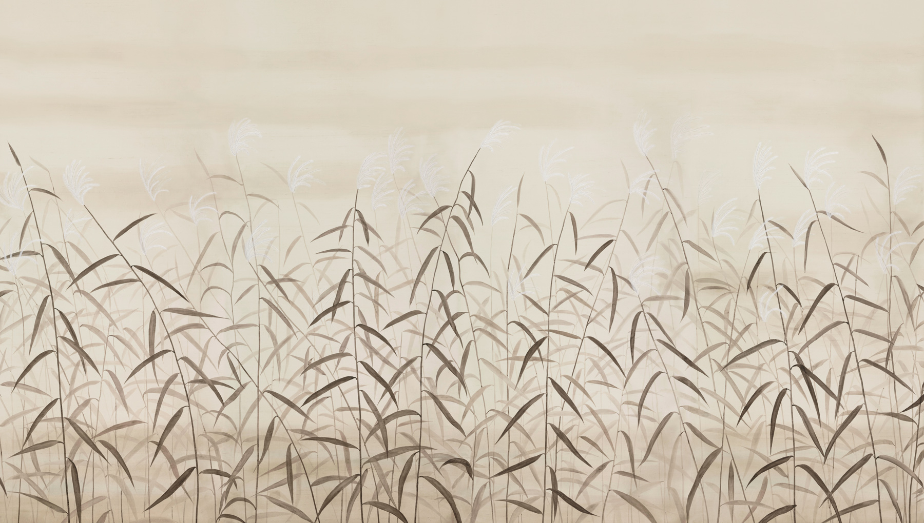 Обои ручная роспись Wild Grasses Original colourway on Bleached Silver slub silk with embroidery Обои ручная роспись Wild Grasses Original colourway on Bleached Silver slub silk with embroidery - постер Loft-Concept в Грозном