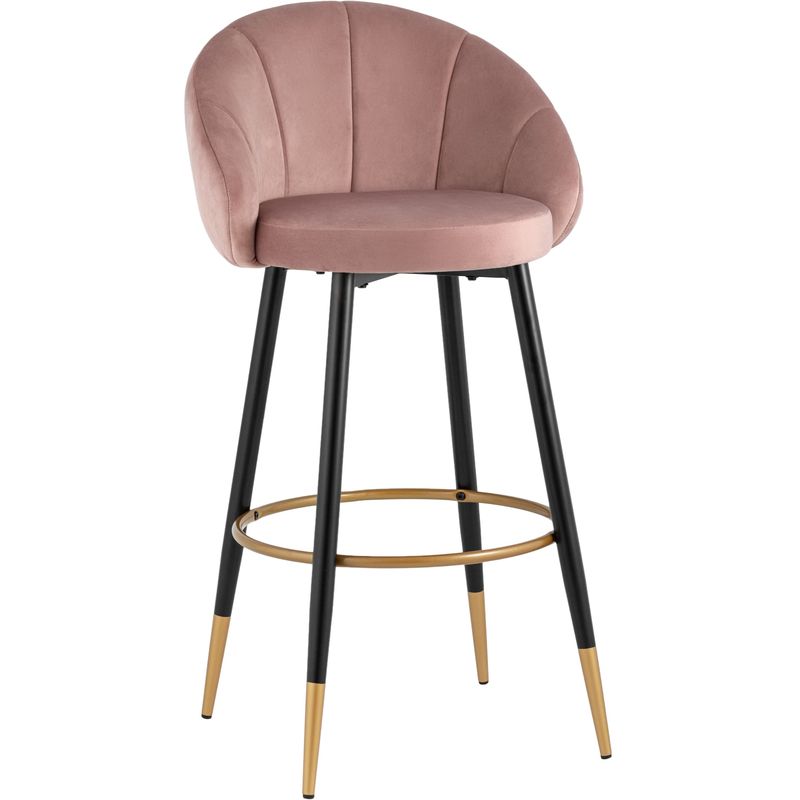 Барный Стул Alberto Chair Розовый Велюр Розовый пастельный Черный Золотой Барный Стул Alberto Chair Розовый Велюр Розовый пастельный Черный Золотой в Грозном | Loft Concept