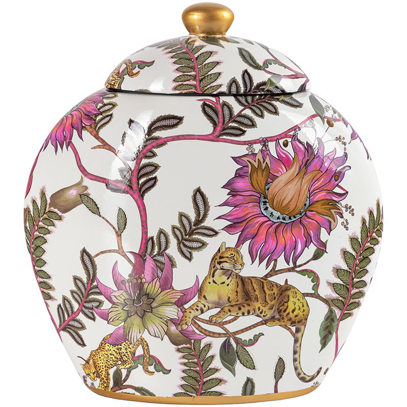 Ваза с крышкой Leopard Flowers Vase White Белый Розовый Мульти Ваза с крышкой Leopard Flowers Vase White Белый Розовый Мульти в Грозном | Loft Concept