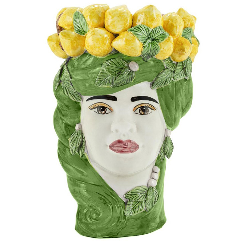 Ваза Vase Lemon Head Lady Green Зеленый Желтый Белый Ваза Vase Lemon Head Lady Green Зеленый Желтый Белый в Грозном | Loft Concept