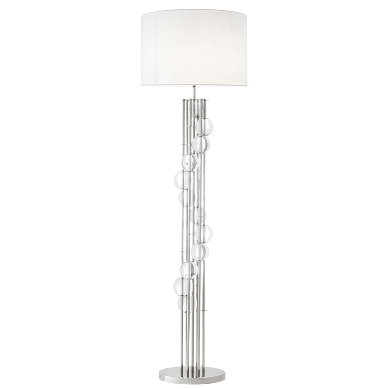 Торшер Eichholtz Floor Lamp Lorenzo Nickel & white Никель Белый Прозрачный Торшер Eichholtz Floor Lamp Lorenzo Nickel & white Никель Белый Прозрачный в Грозном | Loft Concept