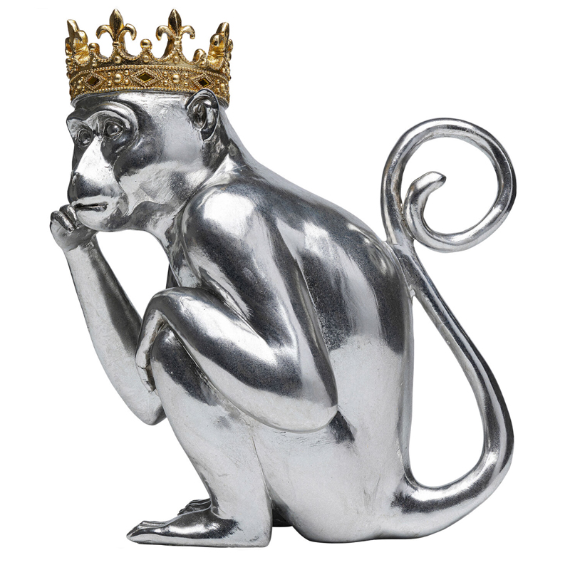 Статуэтка обезьяна в короне серебряная Golden Monkey Сатиновое Серебро Золотой Статуэтка обезьяна в короне серебряная Golden Monkey Сатиновое Серебро Золотой в Грозном | Loft Concept