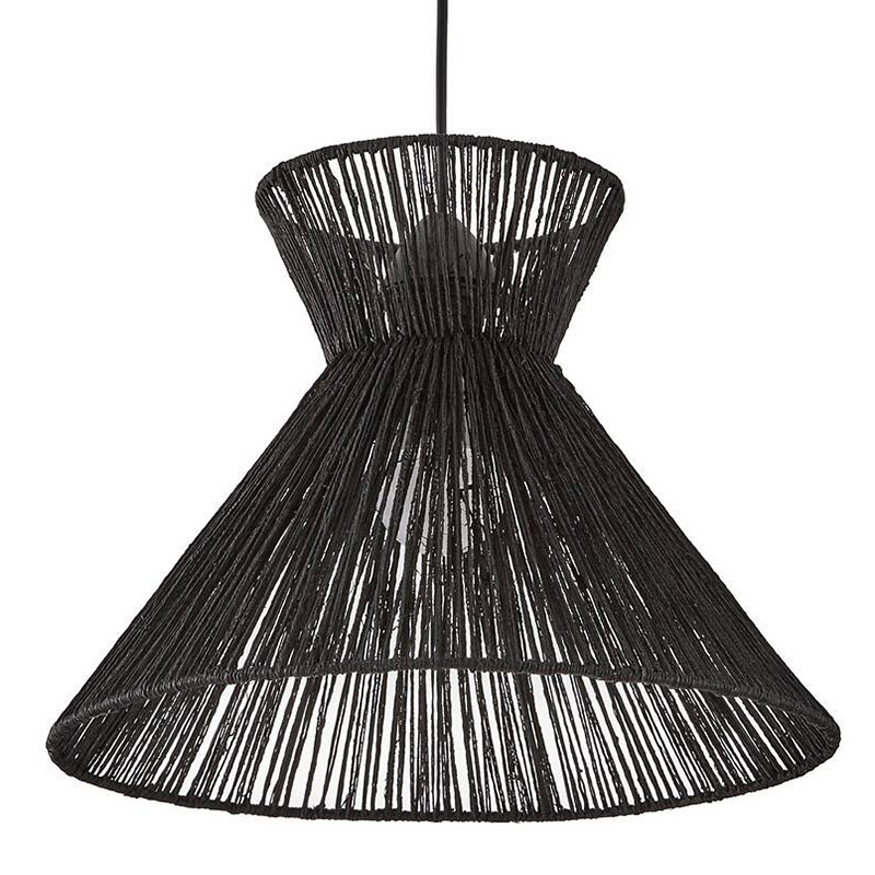 Подвесной светильник Signe Wicker Hemp Black Horn Черный Подвесной светильник Signe Wicker Hemp Black Horn Черный в Грозном | Loft Concept