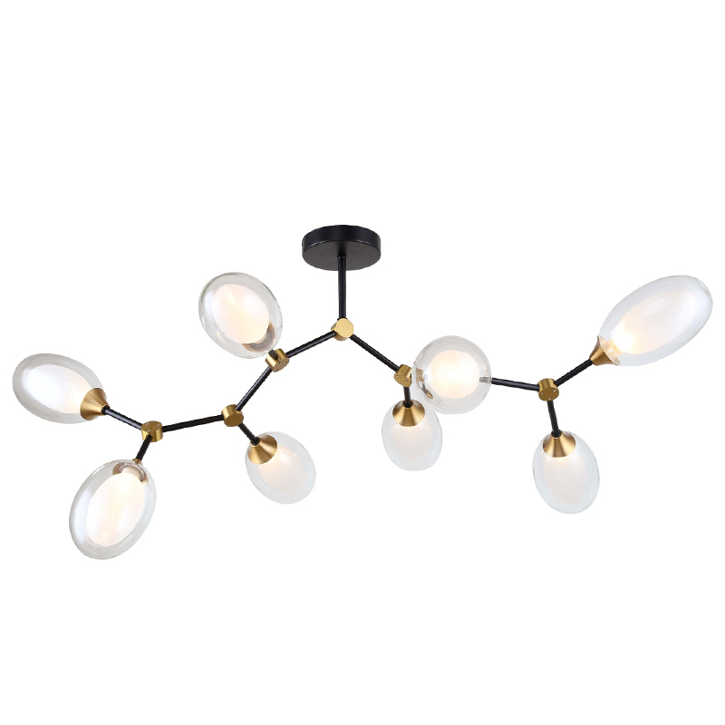 Люстра с плафонами из двойного стекла BUBBLE CHANDELIER Черный Латунь Прозрачный Люстра с плафонами из двойного стекла BUBBLE CHANDELIER Черный Латунь Прозрачный в Грозном | Loft Concept