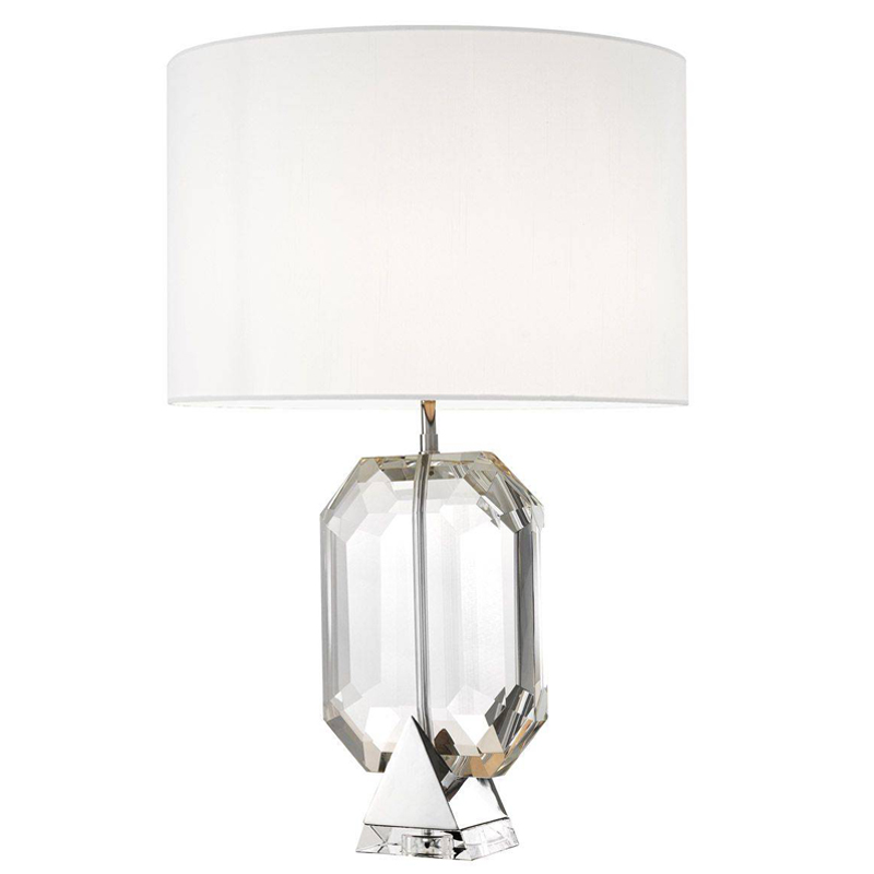 Настольная лампа Eichholtz Table Lamp Emerald Nickel & white Белый Никель Прозрачный Настольная лампа Eichholtz Table Lamp Emerald Nickel & white Белый Никель Прозрачный в Грозном | Loft Concept