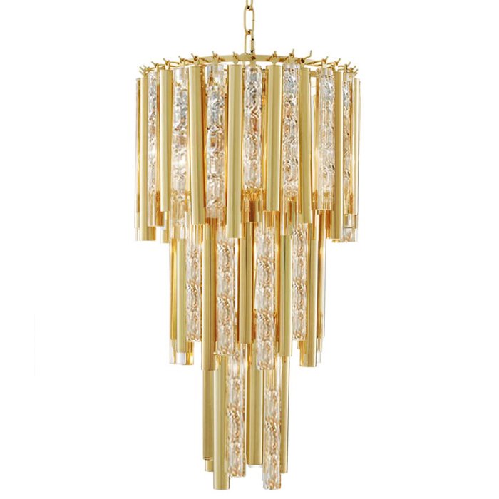 Люстра Eichholtz Chandelier Gigi S Gold Глянцевое золото Прозрачное Стекло Люстра Eichholtz Chandelier Gigi S Gold Глянцевое золото Прозрачное Стекло в Грозном | Loft Concept