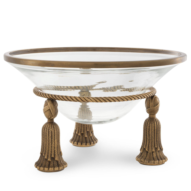 Чаша Eichholtz Bowl Tassel brass Прозрачный Винтажная латунь Чаша Eichholtz Bowl Tassel brass Прозрачный Винтажная латунь в Грозном | Loft Concept
