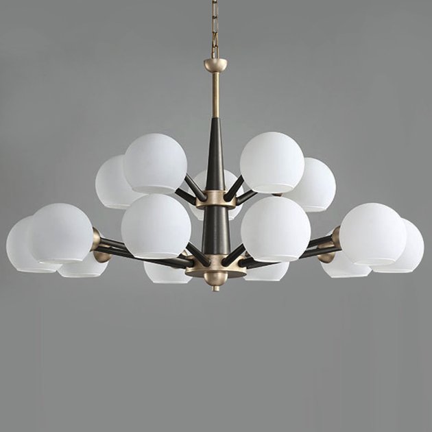 Люстра Thalia chandelier White glass 15 Золотой Белый Черный Люстра Thalia chandelier White glass 15 Золотой Белый Черный в Грозном | Loft Concept