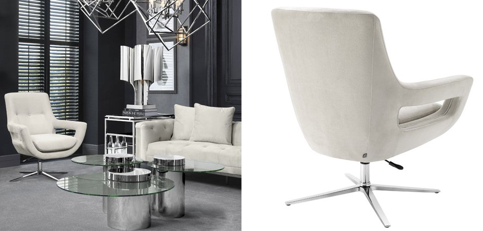 Кресло Eichholtz Swivel Chair Flavio Pebble Grey Кресло Eichholtz Swivel Chair Flavio Pebble Grey - Loft-Concept в Грозном