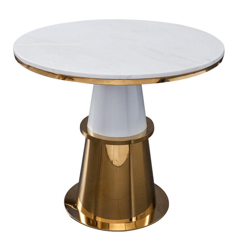 Обеденный стол Ander Table Circle Белый Латунь сатинированная в Грозном | Loft Concept 