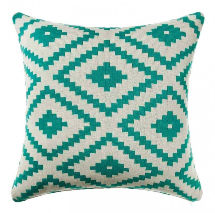 Подушка geometrical ornament бирюзовая Бирюзовый Подушка geometrical ornament бирюзовая Бирюзовый в Грозном | Loft Concept