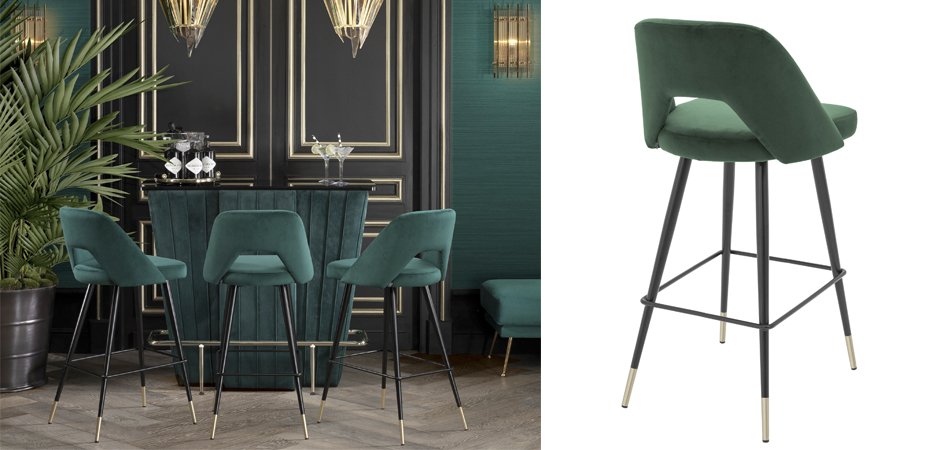 Барный стул Eichholtz Bar Stool Avorio Green Барный стул Eichholtz Bar Stool Avorio Green - Loft-Concept в Грозном