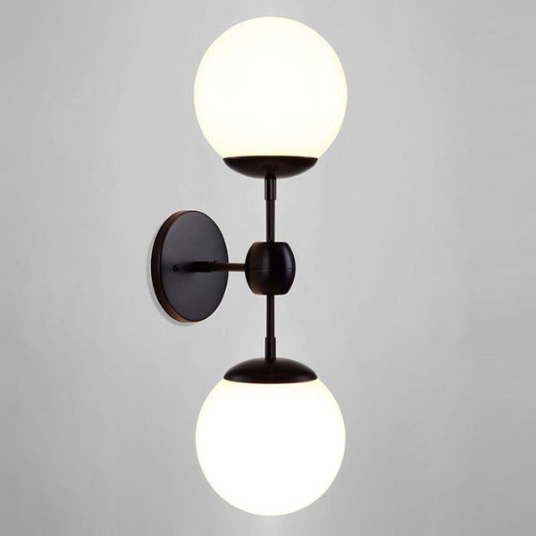 Бра Modo 2 Globes Black and white glass Черный Прозрачный белый Бра Modo 2 Globes Black and white glass Черный Прозрачный белый в Грозном | Loft Concept