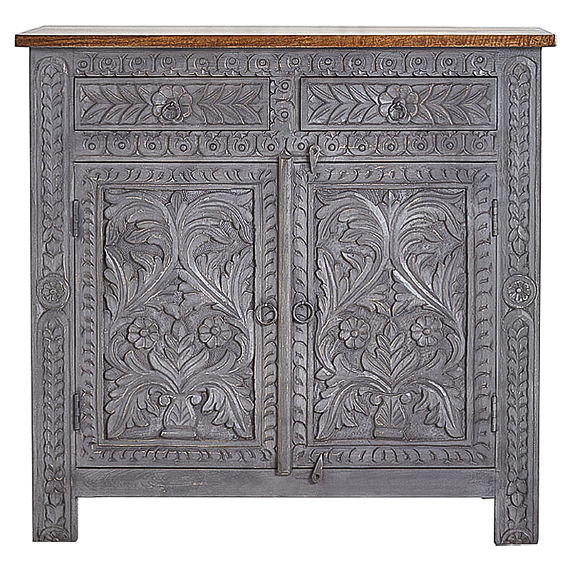 Комод Indian Antique White Furniture Chest of Drawers Ganika серый Серый Коричневый Комод Indian Antique White Furniture Chest of Drawers Ganika серый Серый Коричневый в Грозном | Loft Concept