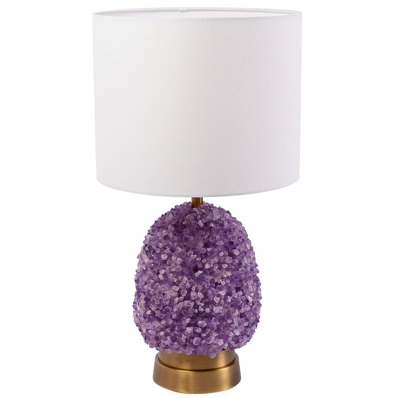 Настольная лампа с абажуром Riche Table Lamp Фиолетовый Латунь Белый Настольная лампа с абажуром Riche Table Lamp Фиолетовый Латунь Белый в Грозном | Loft Concept