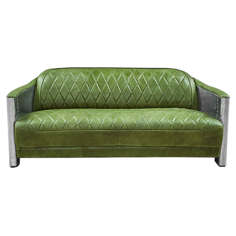 Диван Авиатор Sofa 2 seat зеленая кожа Зеленый Нержавеющая сталь Диван Авиатор Sofa 2 seat зеленая кожа Зеленый Нержавеющая сталь в Грозном | Loft Concept