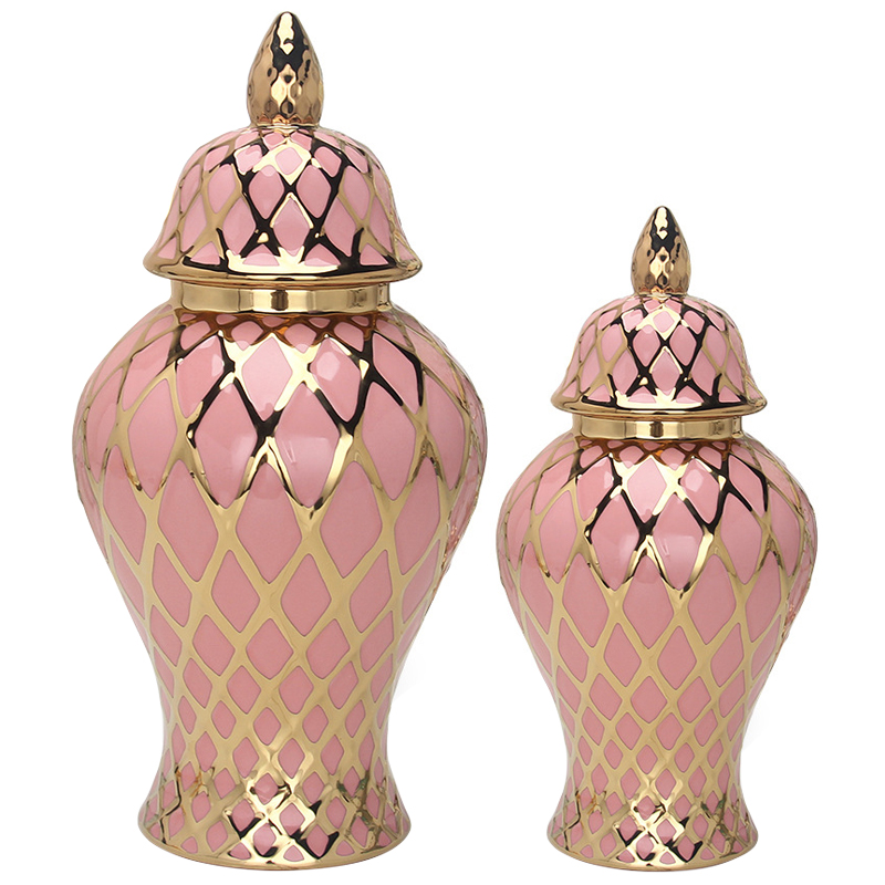 Ваза с крышкой Gold Ornament Pink Vase Розовый Золотой Ваза с крышкой Gold Ornament Pink Vase Розовый Золотой в Грозном | Loft Concept
