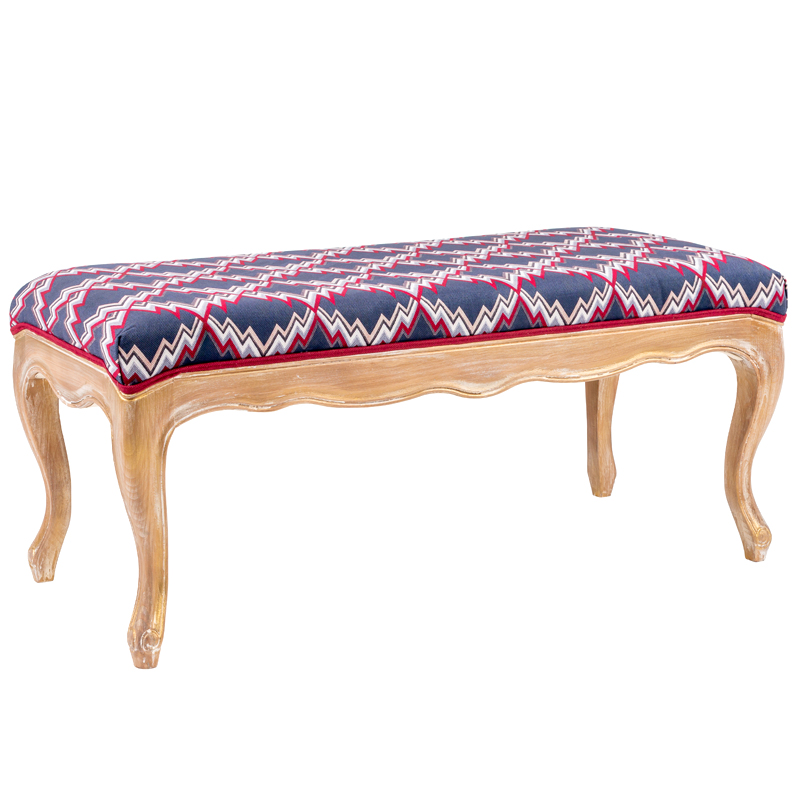 Банкетка Ikat Pattern с золотой патиной Золотой Синий Мульти Банкетка Ikat Pattern с золотой патиной Золотой Синий Мульти в Грозном | Loft Concept