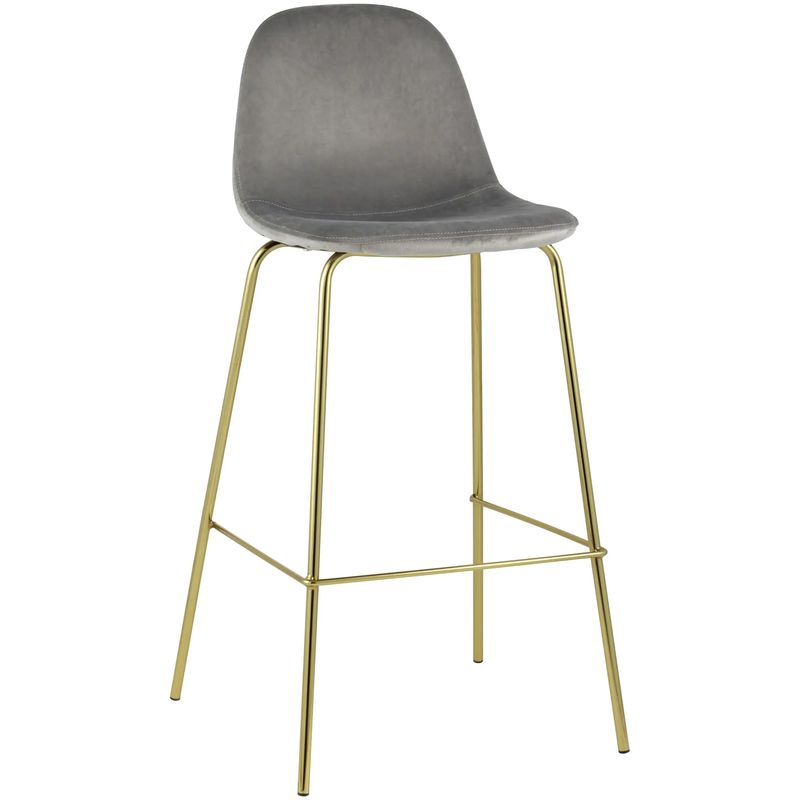 Барный Стул Archie Chair Серый Велюр Серый Золотой Барный Стул Archie Chair Серый Велюр Серый Золотой в Грозном | Loft Concept