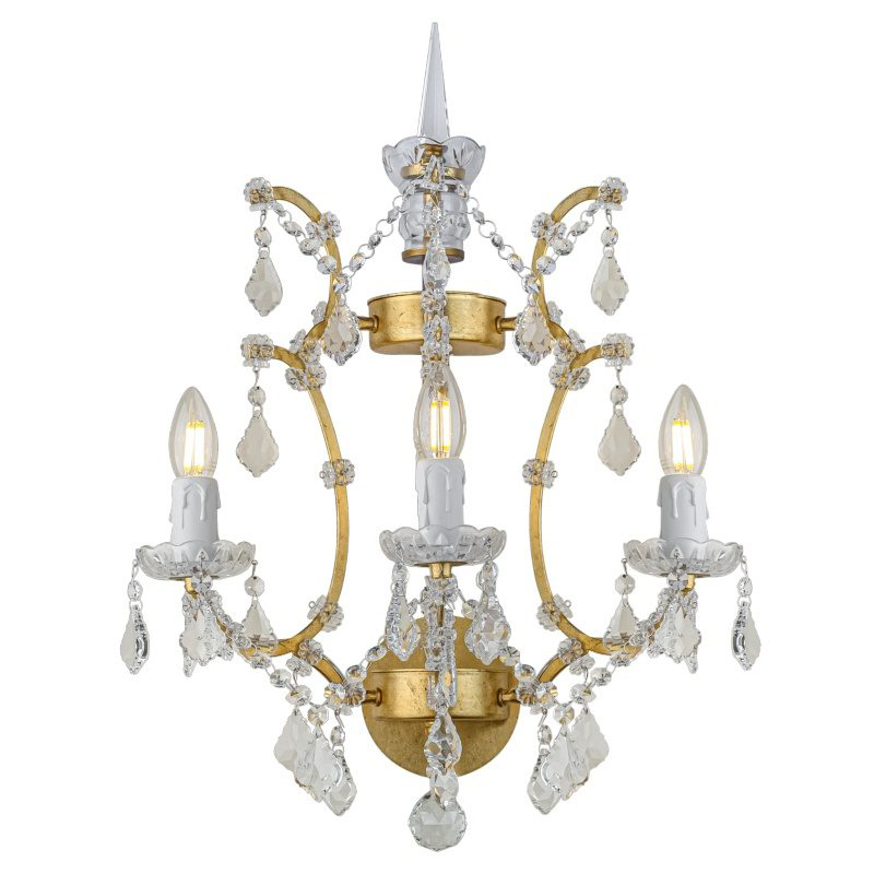 Бра 19th c. Rococo IRON & CLEAR CRYSTAL Gold Wall Lamp Золотой Прозрачное Стекло Бра 19th c. Rococo IRON & CLEAR CRYSTAL Gold Wall Lamp Золотой Прозрачное Стекло в Грозном | Loft Concept