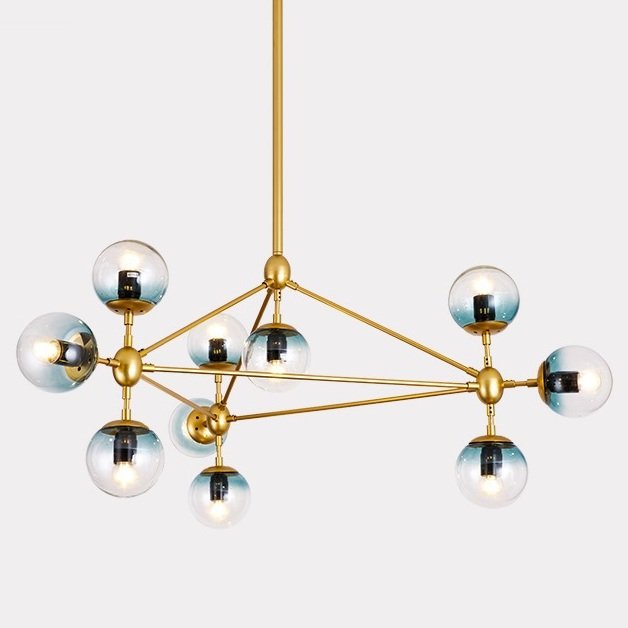 Люстра Modo Chandelier Globes Blue Ambre Gold Золотой Люстра Modo Chandelier Globes Blue Ambre Gold Золотой в Грозном | Loft Concept