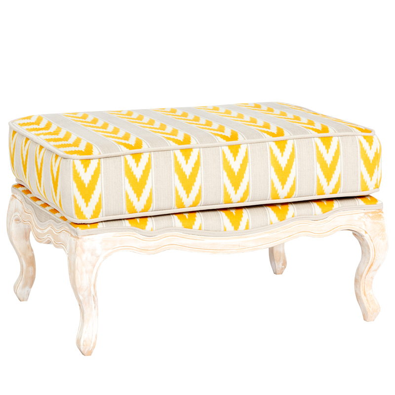 Пуф Ikat Pattern с желтым узором Белый Желтый Бежевый Пуф Ikat Pattern с желтым узором Белый Желтый Бежевый в Грозном | Loft Concept