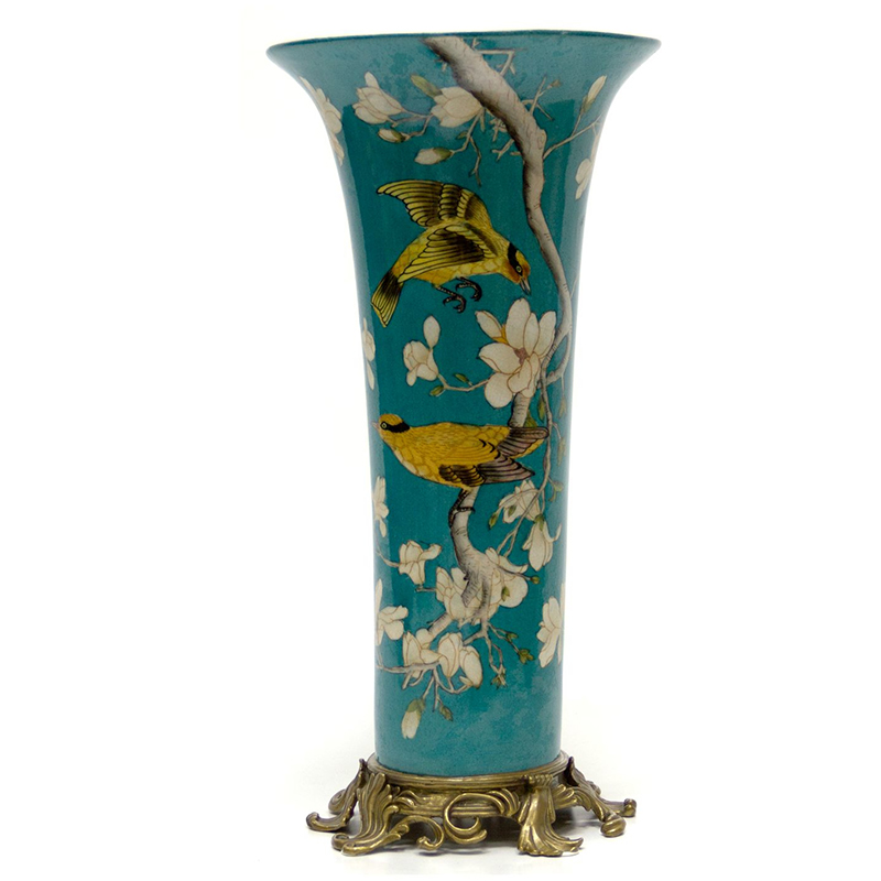 Ваза Blue Vase Birds Бронза Синий Желтый Белый в Грозном | Loft Concept 