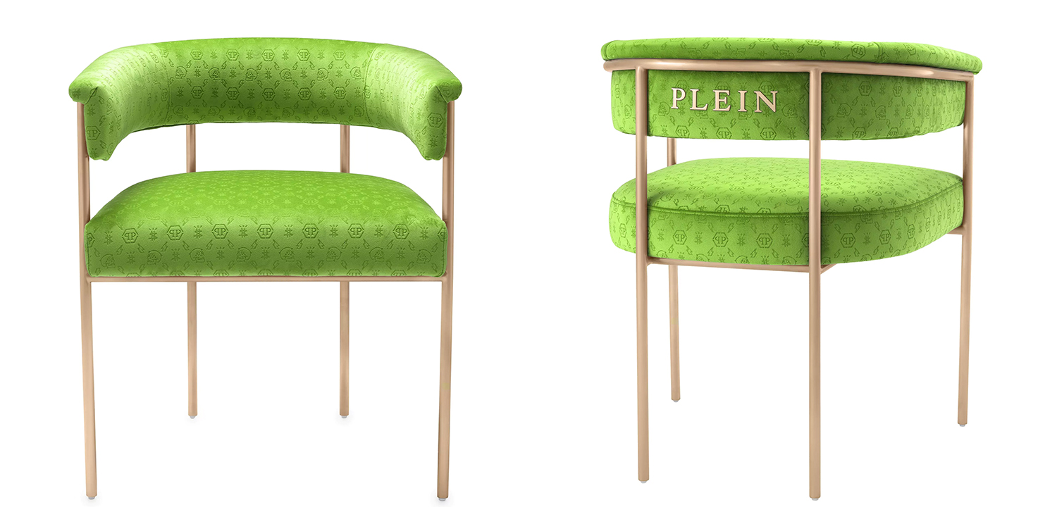 Стул Philipp Plein Dining Chair Monogram Зелёный - фото №1