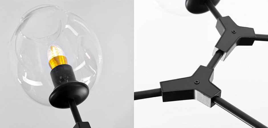 Люстра Сrumpled Glass Bubble Chandelier Black 8 плафонов Люстра Сrumpled Glass Bubble Chandelier Black 8 плафонов - Loft-Concept в Грозном