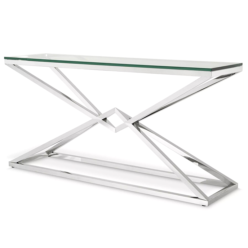 Консоль Eichholtz Console Table Connor L Chrome Хром Прозрачное Стекло Консоль Eichholtz Console Table Connor L Chrome Хром Прозрачное Стекло в Грозном | Loft Concept