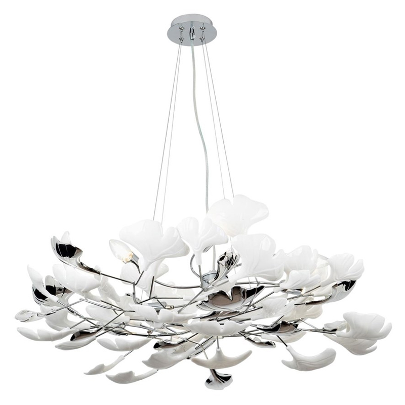 Декоративная люстра Wintery flover Silver с Белыми плафонами Серебряный Белый Декоративная люстра Wintery flover Silver с Белыми плафонами Серебряный Белый в Грозном | Loft Concept