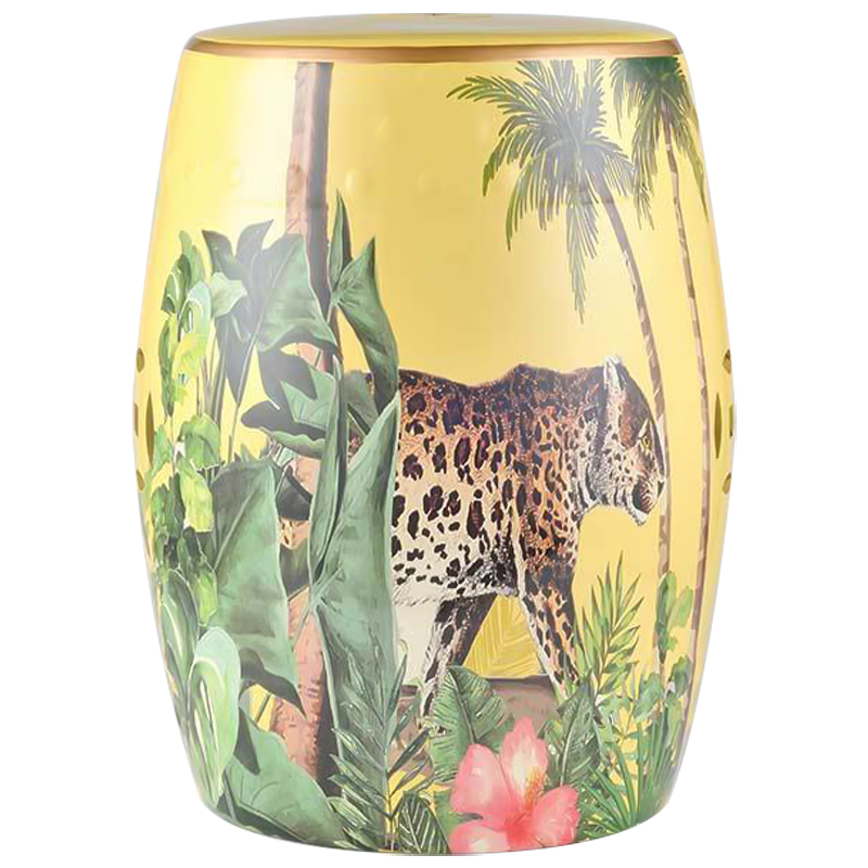 Керамический табурет Leopard Tropical Animal Ceramic Stool Yellow Желтый Коричневый Зеленый Керамический табурет Leopard Tropical Animal Ceramic Stool Yellow Желтый Коричневый Зеленый в Грозном | Loft Concept