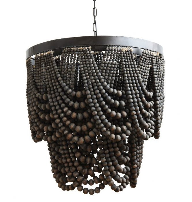 Люстра Amelia Wood Bead Chandelier Черный Коричневый в Грозном | Loft Concept 