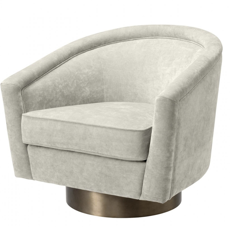 Кресло Eichholtz Swivel Chair Catene Sand Бежево-серый матовое золото Кресло Eichholtz Swivel Chair Catene Sand Бежево-серый матовое золото в Грозном | Loft Concept