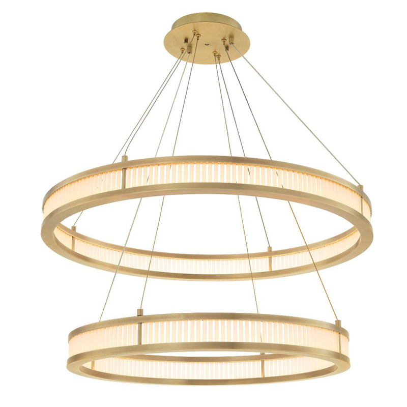 Люстра Eichholtz Chandelier Damien Double Brass Латунь Античная полированная Белое матовое стекло Люстра Eichholtz Chandelier Damien Double Brass Латунь Античная полированная Белое матовое стекло в Грозном | Loft Concept