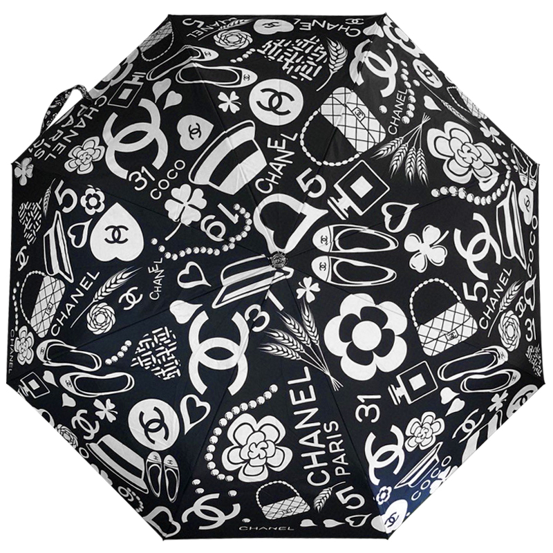 Зонт раскладной CHANEL дизайн 009 Черный цвет Черный Белый Зонт раскладной CHANEL дизайн 009 Черный цвет Черный Белый в Грозном | Loft Concept