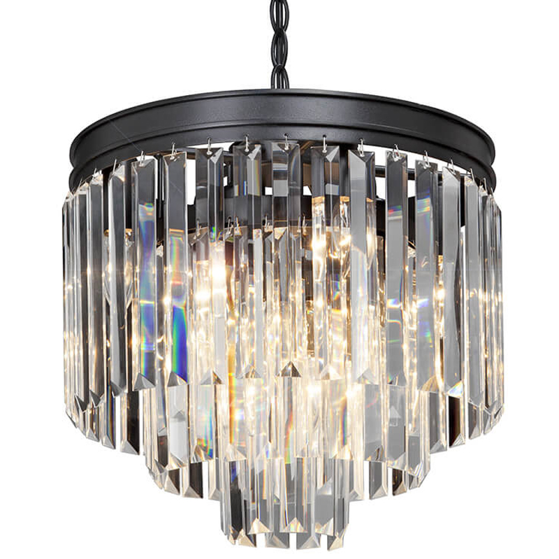 Люстра ODEON CLEAR GLASS 3-TIER Black Прозрачное стекло D 36 Черный Люстра ODEON CLEAR GLASS 3-TIER Black Прозрачное стекло D 36 Черный в Грозном | Loft Concept