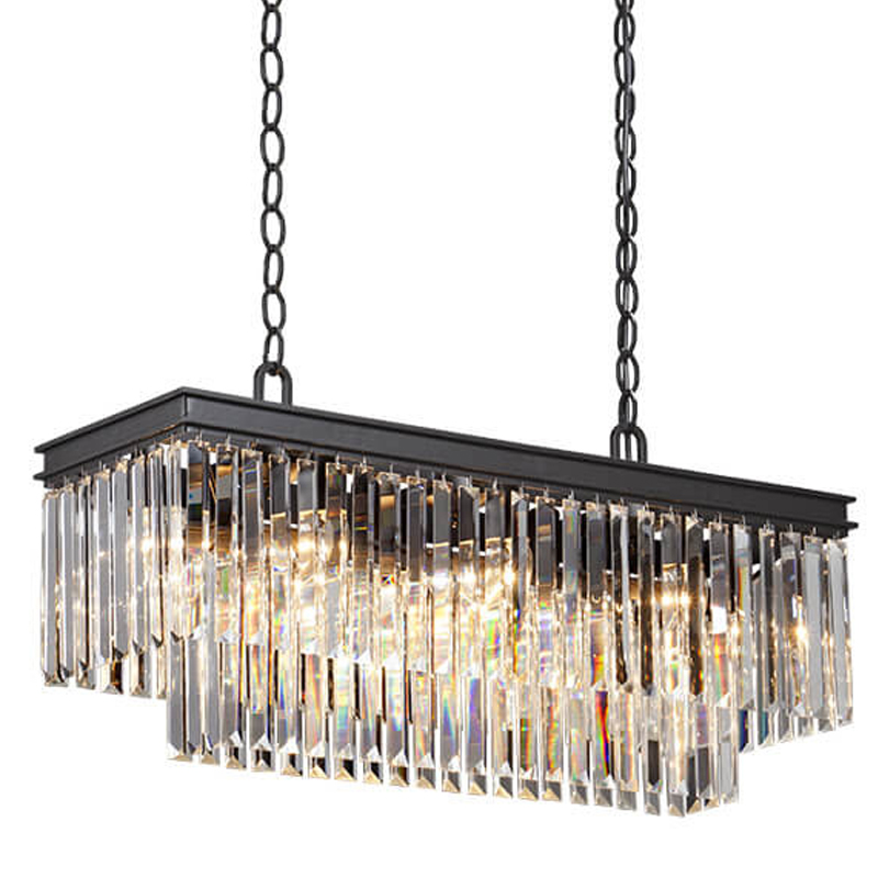 Люстра RH 1920s Odeon Clear Glass Rectangular Chandelier Black iron Длина 80 Прозрачное Стекло Черный матовый Люстра RH 1920s Odeon Clear Glass Rectangular Chandelier Black iron Длина 80 Прозрачное Стекло Черный матовый в Грозном | Loft Concept