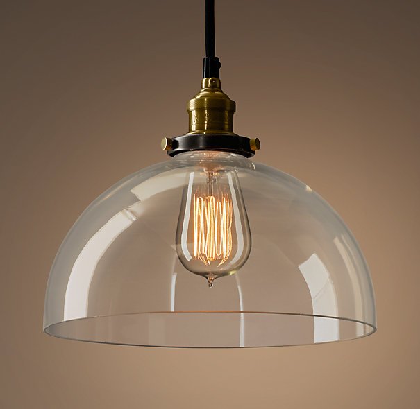 Подвесной светильник Loft Clear Glass SemiSphere Cloche Черный Подвесной светильник Loft Clear Glass SemiSphere Cloche Черный в Грозном | Loft Concept