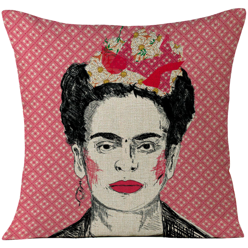 Декоративная подушка Frida Kahlo 14 Красный Бежевый Черный Розовый Декоративная подушка Frida Kahlo 14 Красный Бежевый Черный Розовый в Грозном | Loft Concept