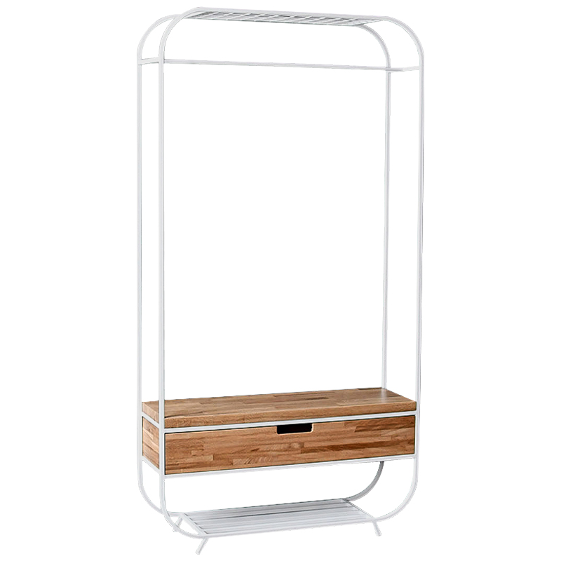 Рейл с выдвижным ящиком Ewing White Industrial Metal Rust Clothes Rail Белый Светлый дуб Рейл с выдвижным ящиком Ewing White Industrial Metal Rust Clothes Rail Белый Светлый дуб в Грозном | Loft Concept