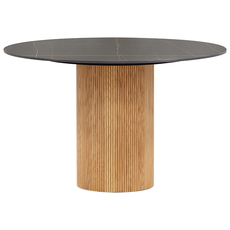 Круглый обеденный стол Malcolm Stone Dinner Table Черный Древесина Круглый обеденный стол Malcolm Stone Dinner Table Черный Древесина в Грозном | Loft Concept
