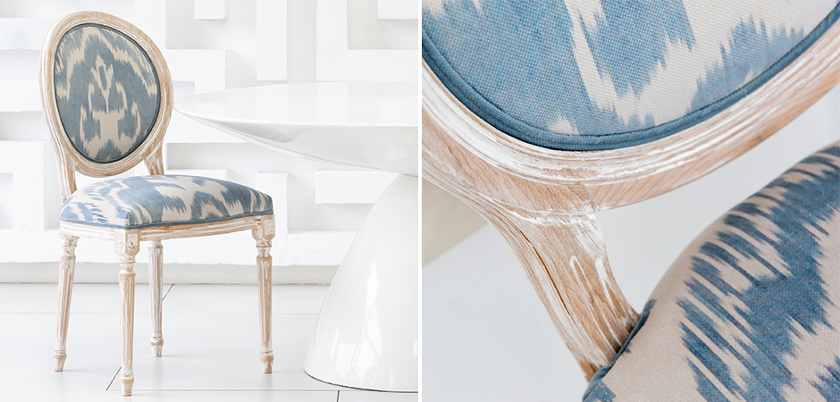 Мягкий стул со светло-голубым узором Ikat Pattern Мягкий стул со светло-голубым узором Ikat Pattern - Loft-Concept в Грозном
