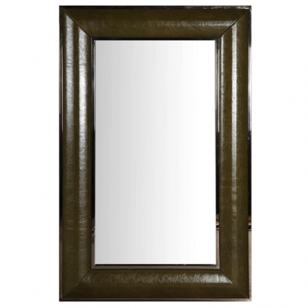 Зеркало настенное Leather Lux Mirror Square Oliva Оливковый в Грозном | Loft Concept 