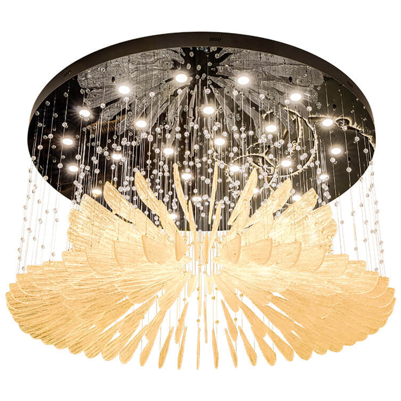 Большая круглая люстра с подвесками лепестки Gold Leaf Fall Light Chandelier Бронза Прозрачное Стекло Большая круглая люстра с подвесками лепестки Gold Leaf Fall Light Chandelier Бронза Прозрачное Стекло в Грозном | Loft Concept