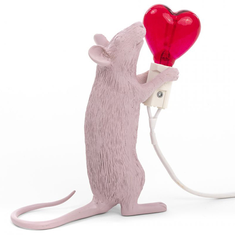 Настольная лампа Seletti Mouse Step Love USB Белый Красный Настольная лампа Seletti Mouse Step Love USB Белый Красный в Грозном | Loft Concept