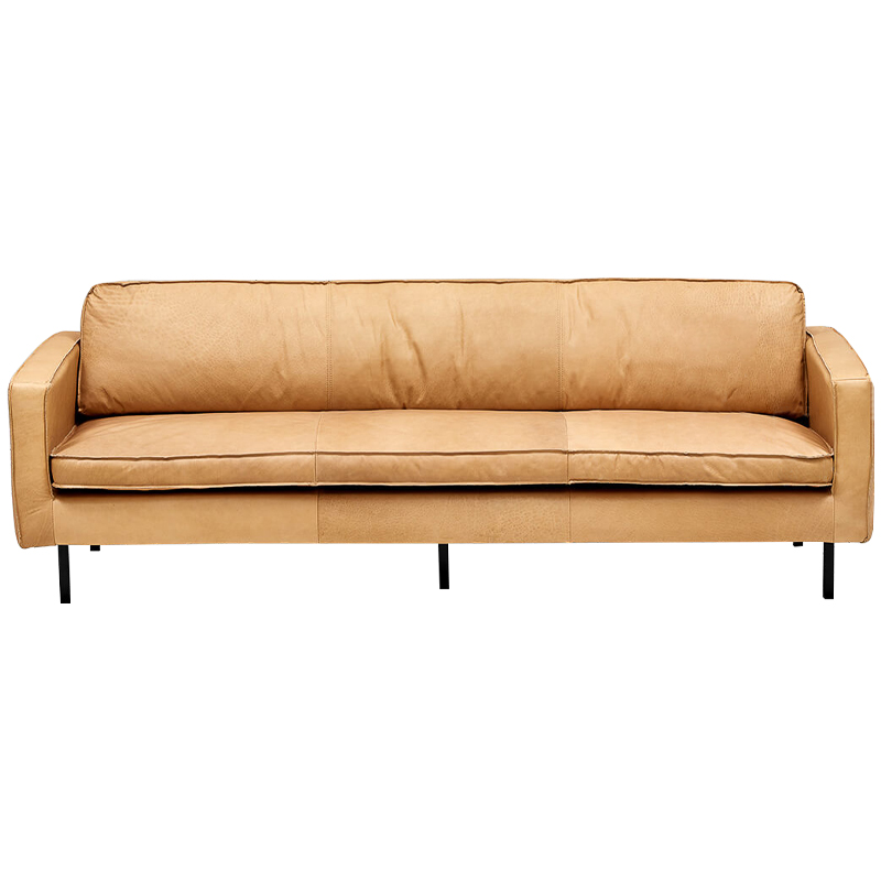 Диван кожаный Adrian Beige Leather Sofa Бежевый Черный Диван кожаный Adrian Beige Leather Sofa Бежевый Черный в Грозном | Loft Concept